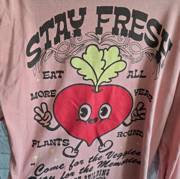 Urban Outfitters Stay Fresh Pink Long Sleeve Oversized Tee Small - Picture 6 of 13